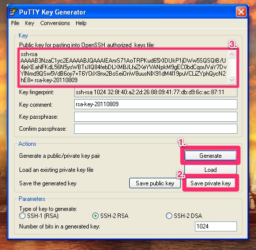 puttygen generate using key â€” public keys SSH Åebkowski SVN via Maciej Configuring using