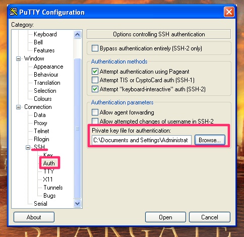 selecting private key